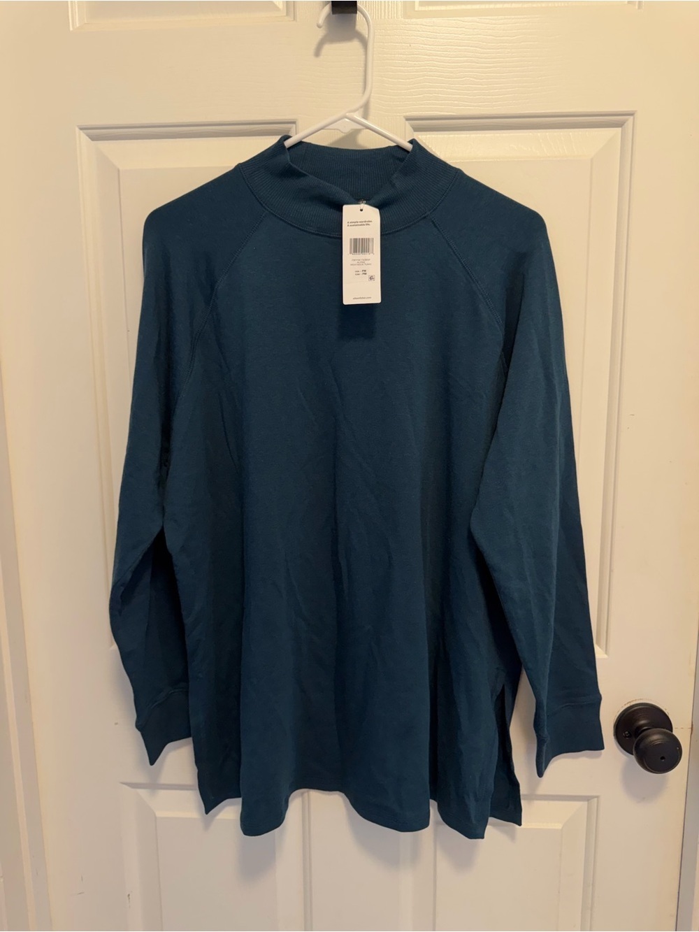 Eileen Fisher Alpine Cozy Brushed Terry Mock Neck Long Top Size Medium